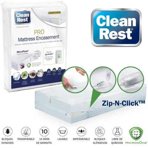 Chinches: Funda antichinches para colchón CleanRest PRO® con cierre Zip-N-Click™ – Chinches | Tienda Abansol